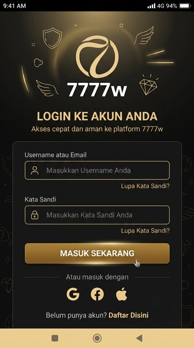 Masuk Akun 7777w di Android Anda