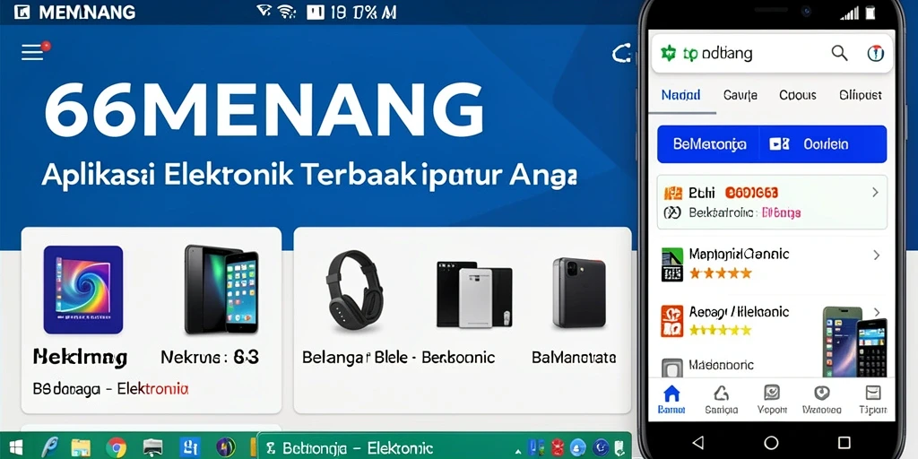 Tampilan antarmuka utama aplikasi 66MENANG untuk belanja elektronik.