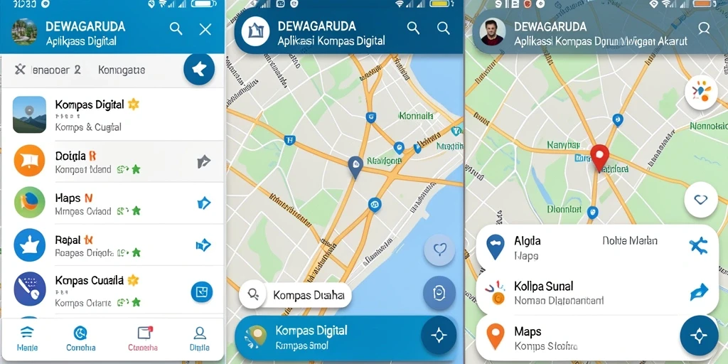 Antarmuka DEWAGARUDA menampilkan kompas digital yang jelas dan informatif.