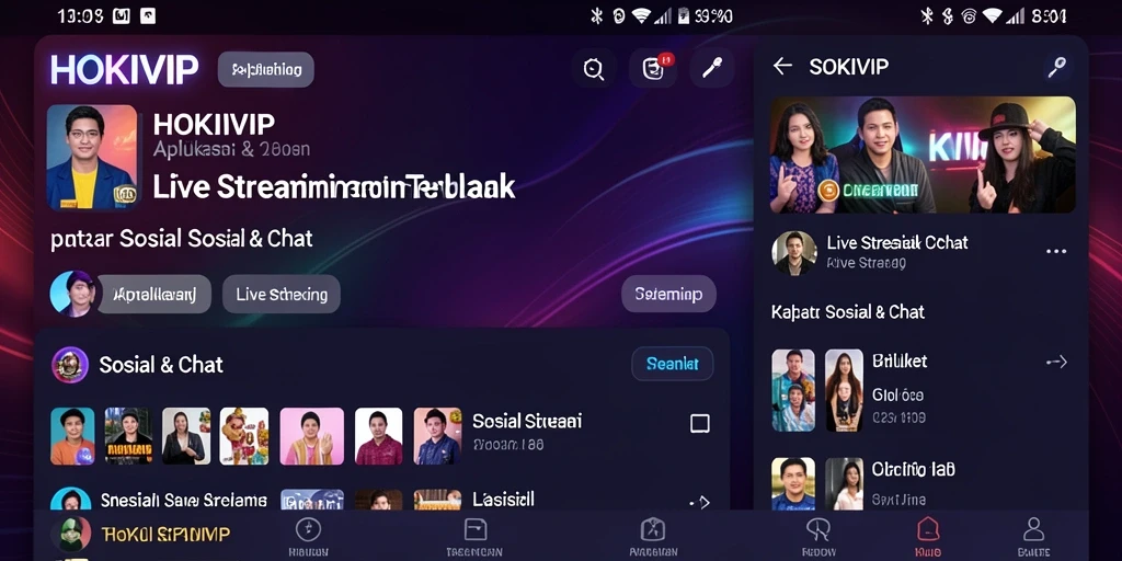Tampilan antarmuka HOKIVIP dengan fungsi Live Streaming yang menarik.