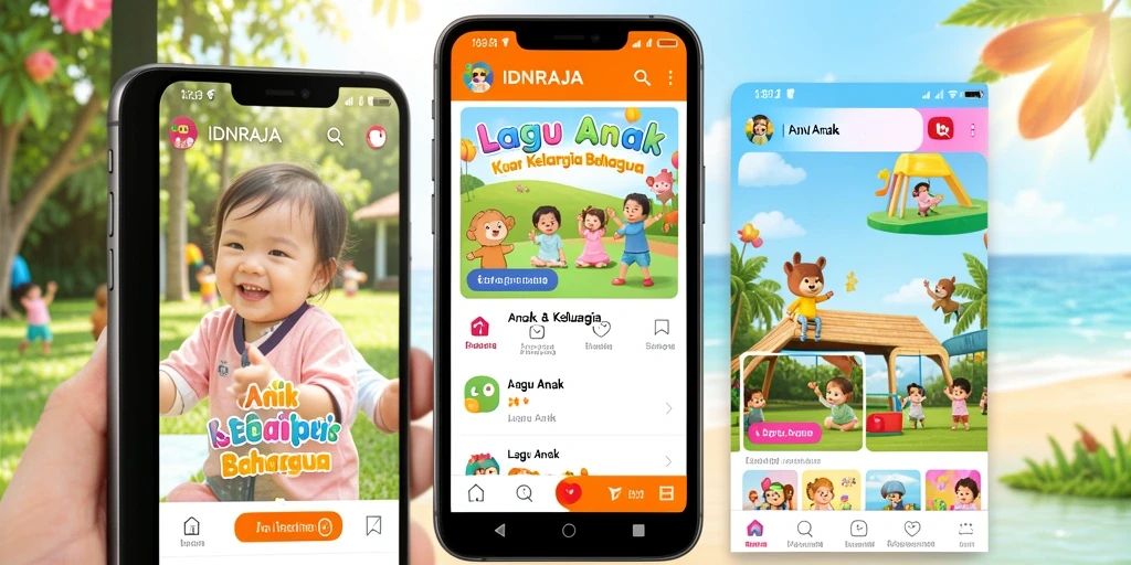 Tampilan antarmuka aplikasi IDNRAJA yang ceria dan menarik bagi anak-anak.