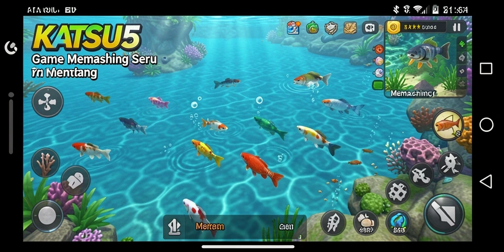 Screenshot utama KATSU5 menampilkan aksi memancing yang seru dan grafis yang menakjubkan.