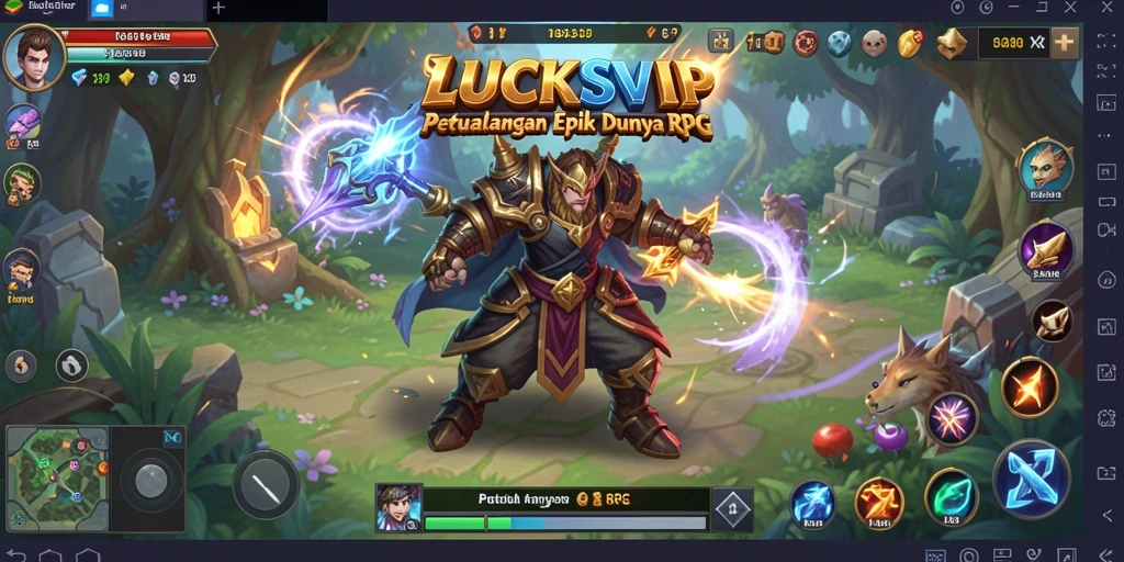 Tampilan antarmuka <strong>LUCKSVIP</strong> dengan elemen RPG yang menarik.