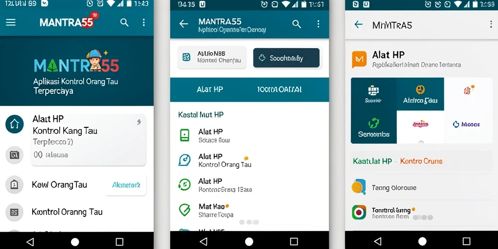 Tampilan antarmuka utama MANTRA55 untuk kontrol orang tua.