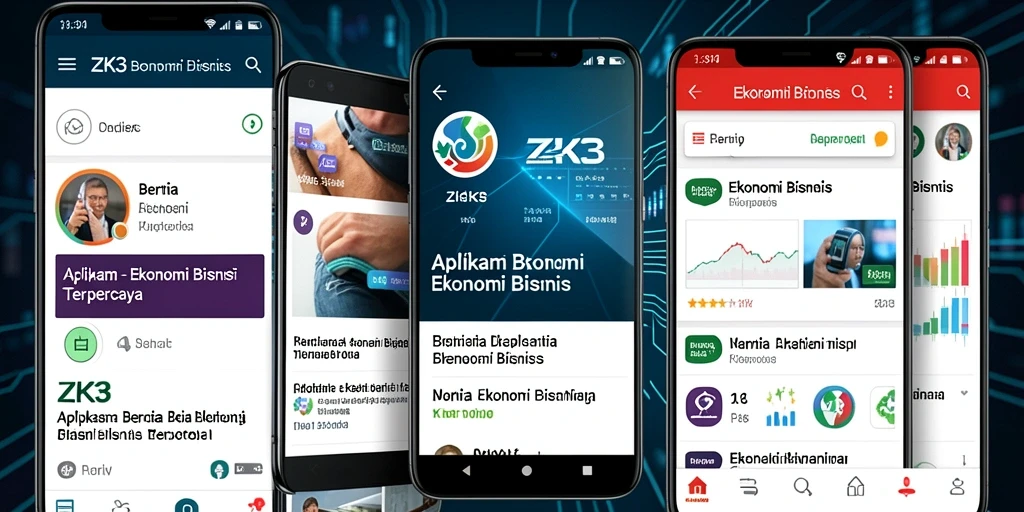 Tampilan aplikasi ZK3 dengan berita dan analisis ekonomi bisnis.